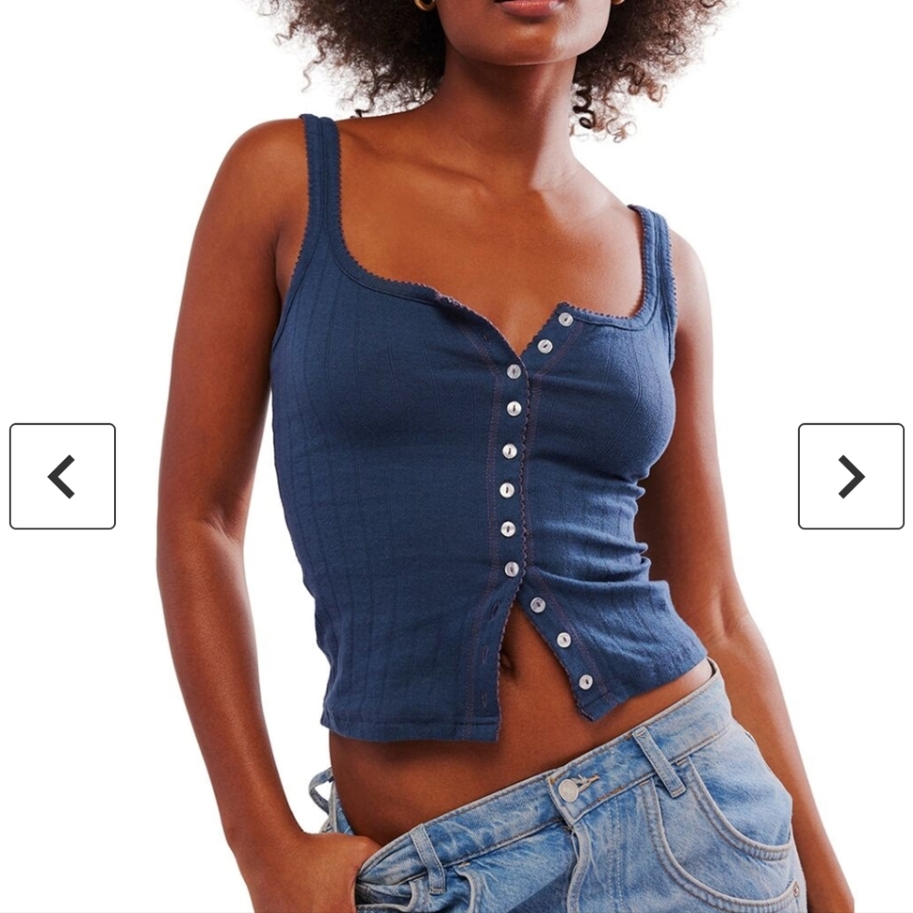 Free People sz medium navy tank top